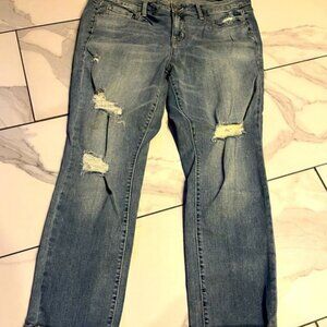 TORRID Boyfriend straight light wash distress jean